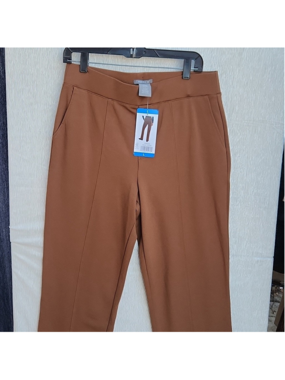 Matty M Chocolate Brown Women's Trousers Slim Tapered Leg Size Large - Picture 3 of 9